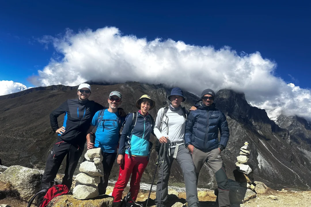 Everest base camp with group