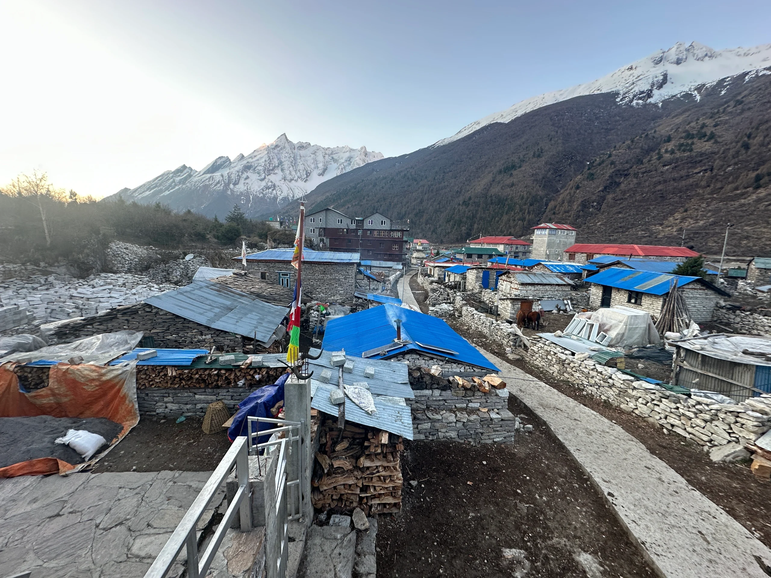 Samagaun village in Manaslu with traditional stone houses.